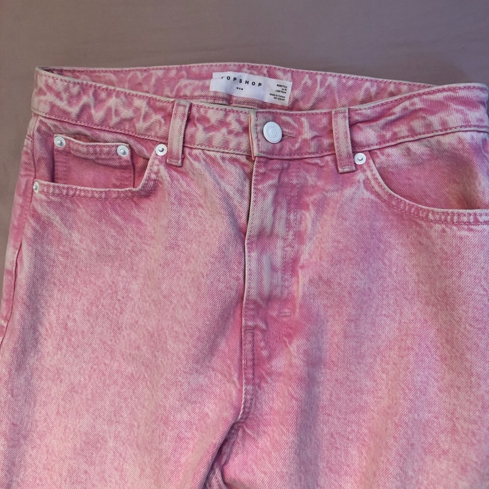 Pink Denim Topshop High-Waisted Mom Jeans